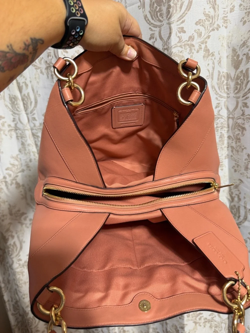 Coach Lexi Quilted Chevron Shoulder Bag in Dusty Coral - Picture 6 of 10